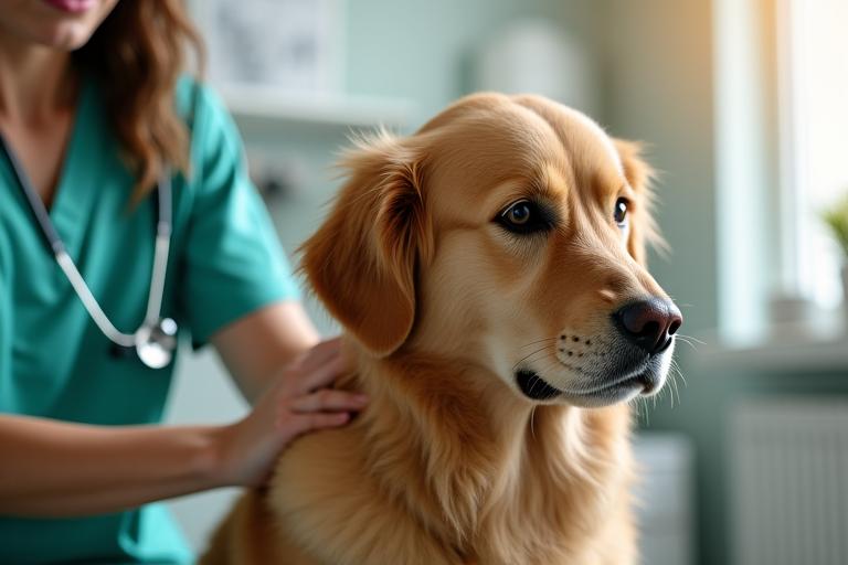 Tierarzt betreut einen Golden Retriever in Innsbruck
